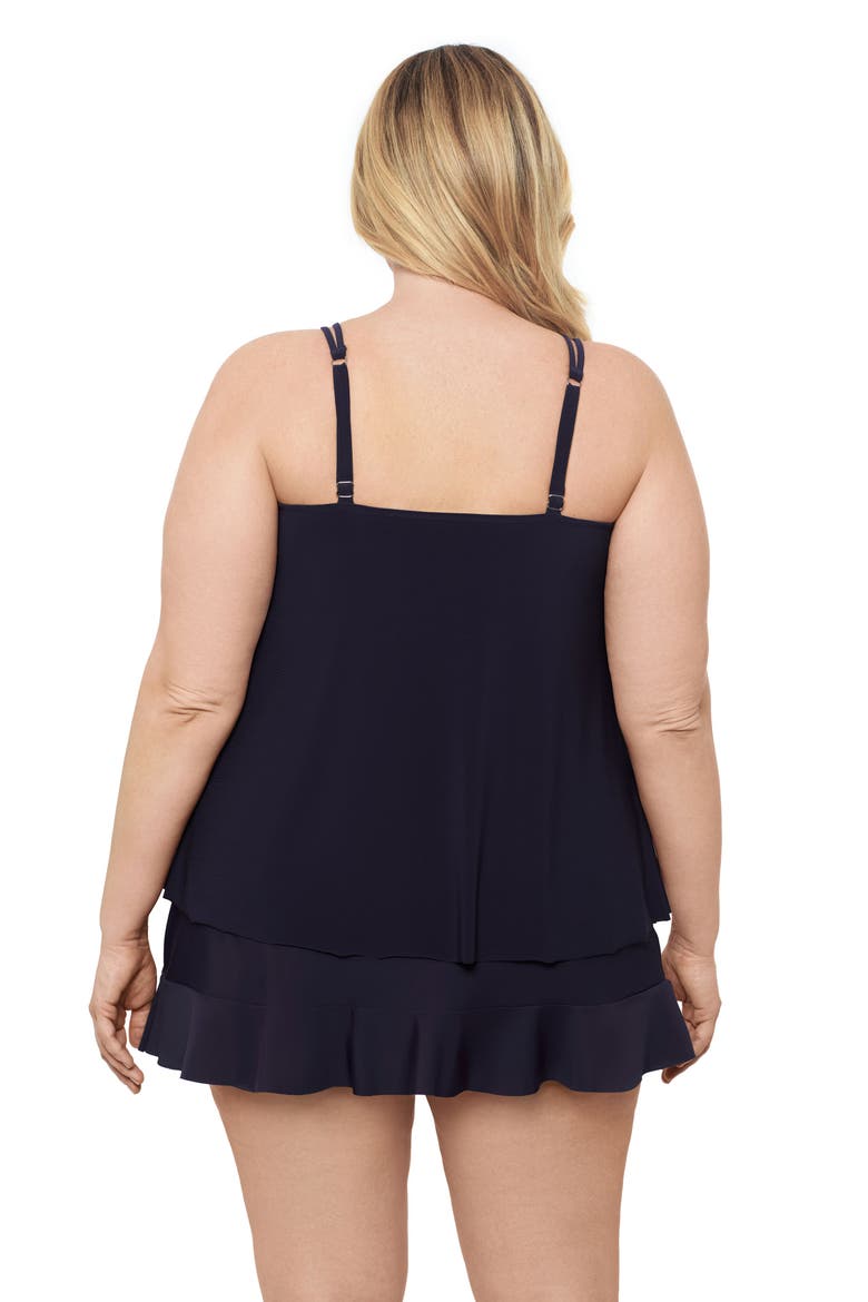 Plus Size Keyhole High Neck Full Coverage Adjustable Tankini Swimsuit Top, Alternate, color, True Navy