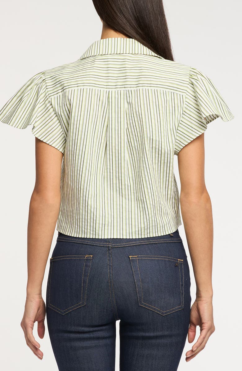 Cinq à Sept Sophie Stripe Flutter Sleeve Maria Shirt, Alternate, color, Ivory/ Lime