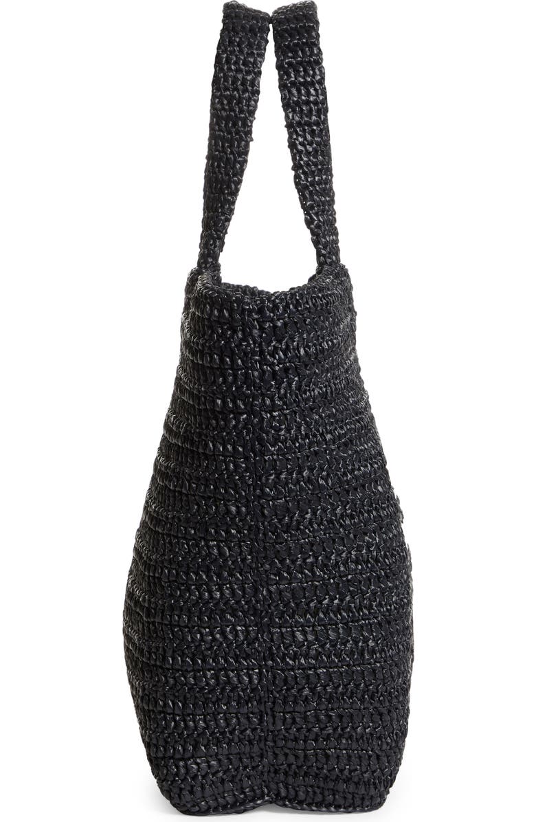 Saint Laurent Rive Gauche Logo Crochet Tote, Alternate, color,