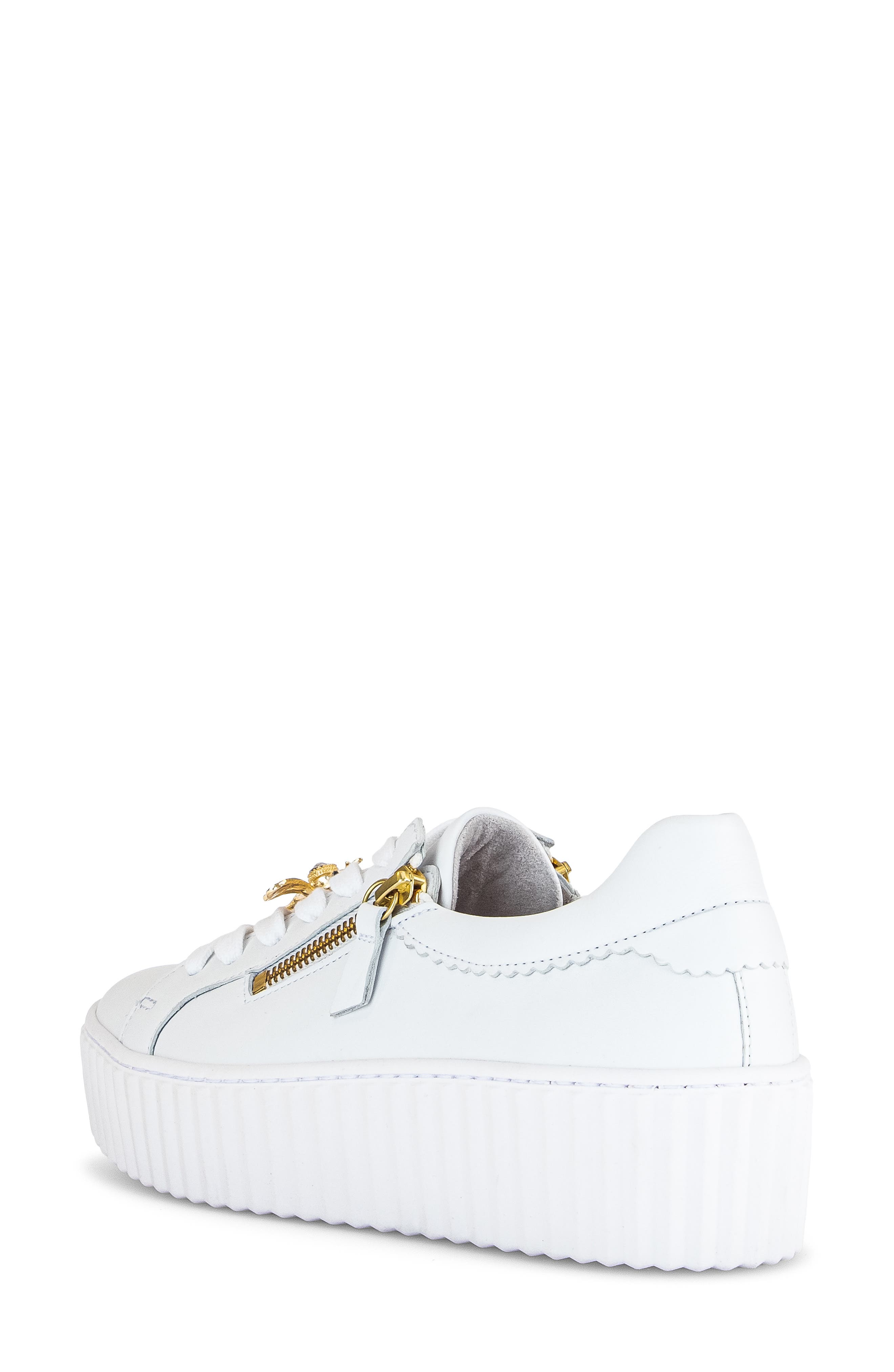 Platform Zip Sneaker, Alternate, color, WHITE/ GOLD
