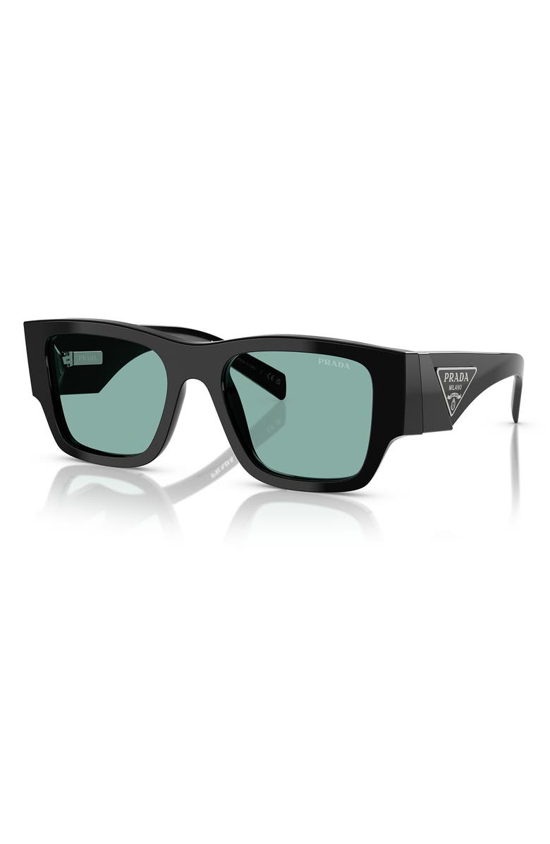Prada 54mm Square Sunglasses, Alternate, color, Black Green