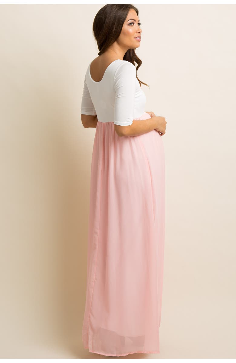 PinkBlush Petite Chiffon Colorblock Maternity Maxi Dress, Alternate, color,