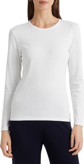 Lauren Ralph Lauren Long Sleeve Cotton Blend Top | Nordstrom