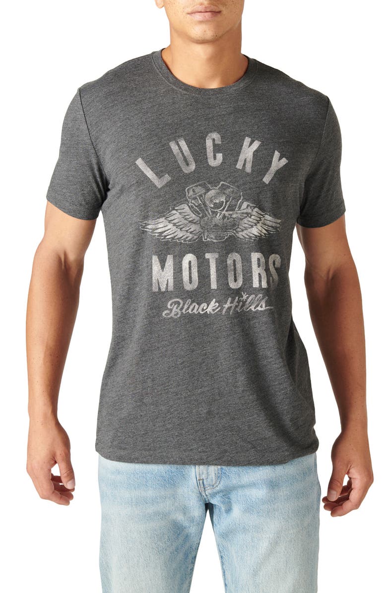 Lucky Brand Morrison Motor Graphic T-Shirt, Main, color, Dark Grey