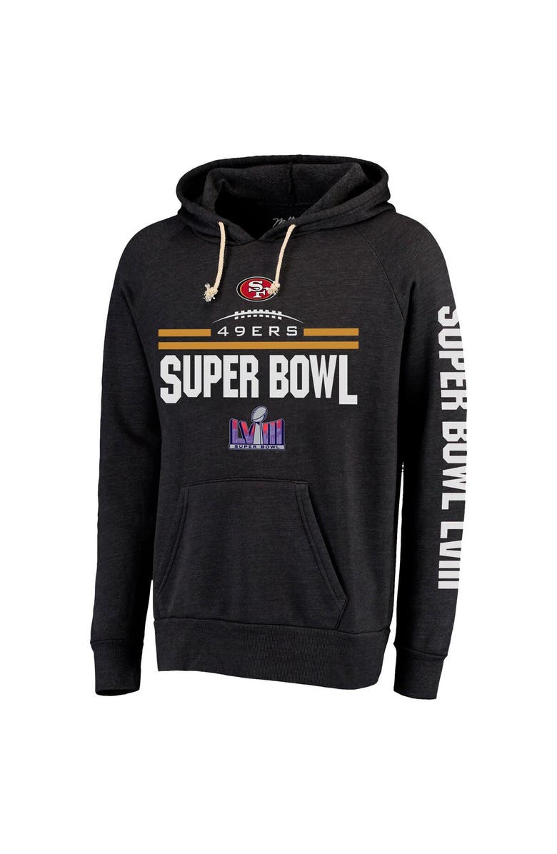 Majestic Threads Men's Majestic Threads  Heather Black San Francisco 49ers Super Bowl LVIII Tri-Blend Pullover Hoodie, Alternate, color, 