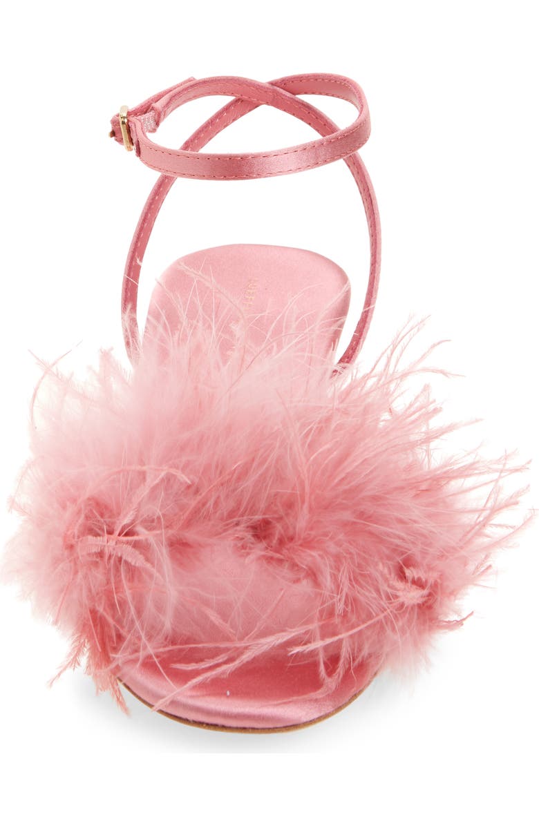 Loeffler Randall Senna Ostrich Feather Ankle Strap Sandal, Alternate, color, Rose