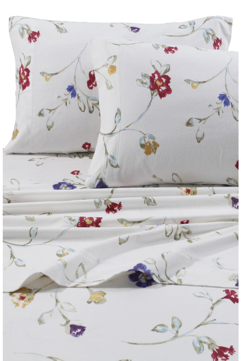 Floral Garden Cotton Flannel Sheet Set, Alternate, color, MULTI CORNFLOWER