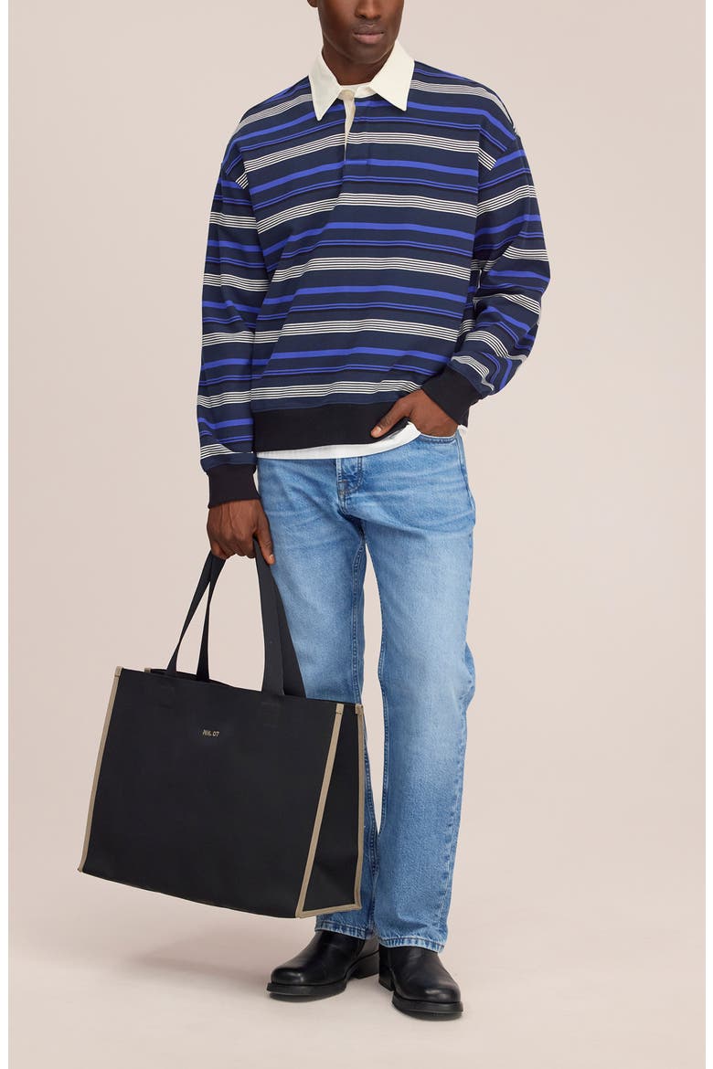 David Striped Organic Cotton Long Sleeve Rugby Shirt, Alternate, color, NAVY STRIPE