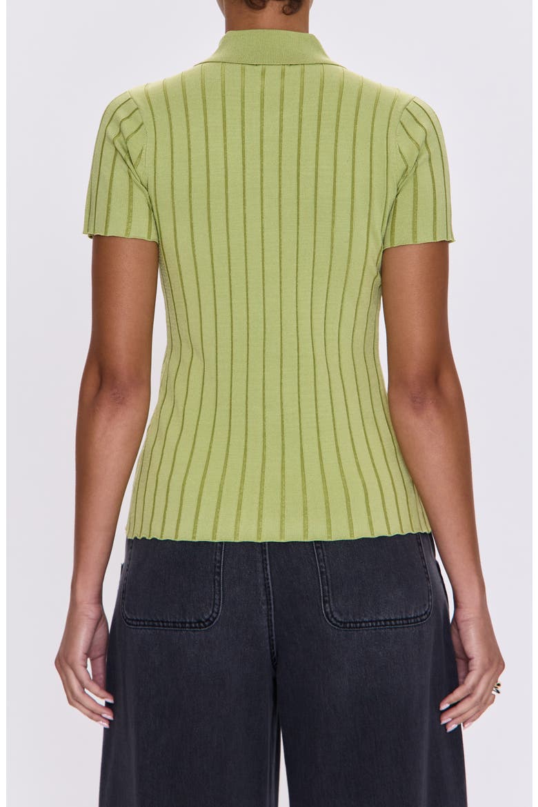 Dominque Rib Short Sleeve Button-Up Shirt, Alternate, color, SOFT LIME