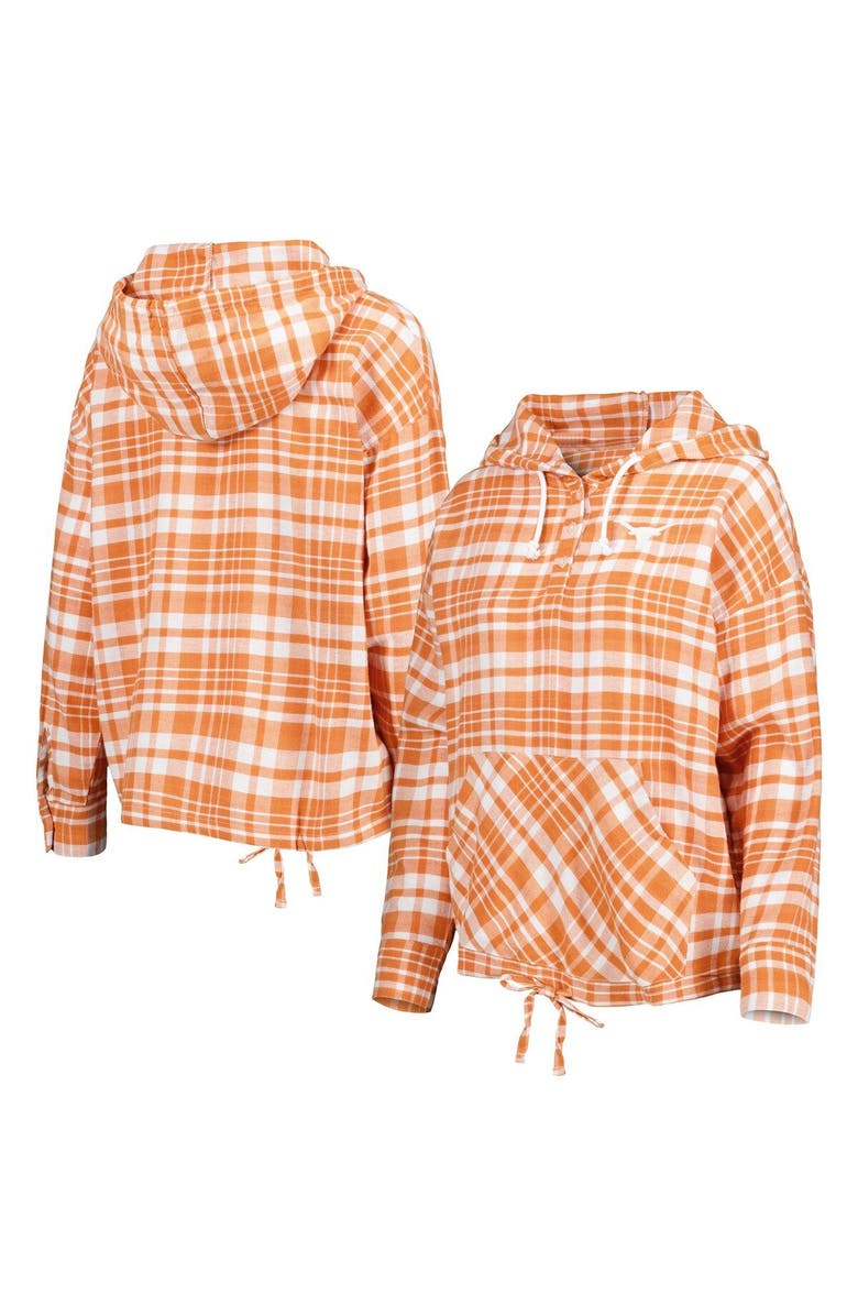 CONCEPTS SPORT Women's Concepts Sport Texas Orange Texas Longhorns Mainstay Lightweight Flannel Plaid Pullover Hoodie, Main, color, 