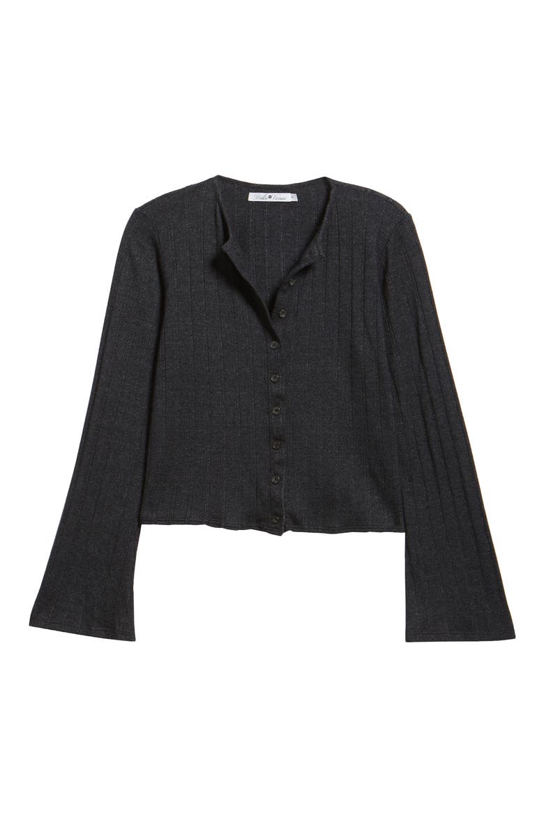 The Jackie Rib Cashmere Blend Cardigan, Alternate, color, BLACK