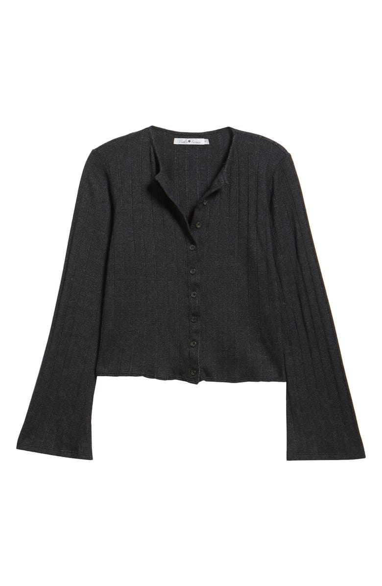 Bella Venice The Jackie Rib Cashmere Blend Cardigan, Alternate, color, Black