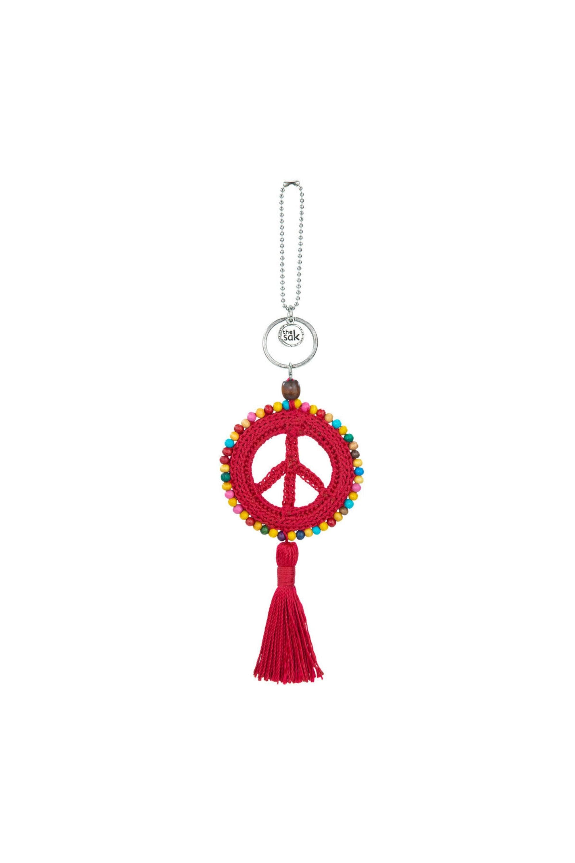 Yarnicharmz Crochet Peace Dangle, Alternate, color, Rocket Red