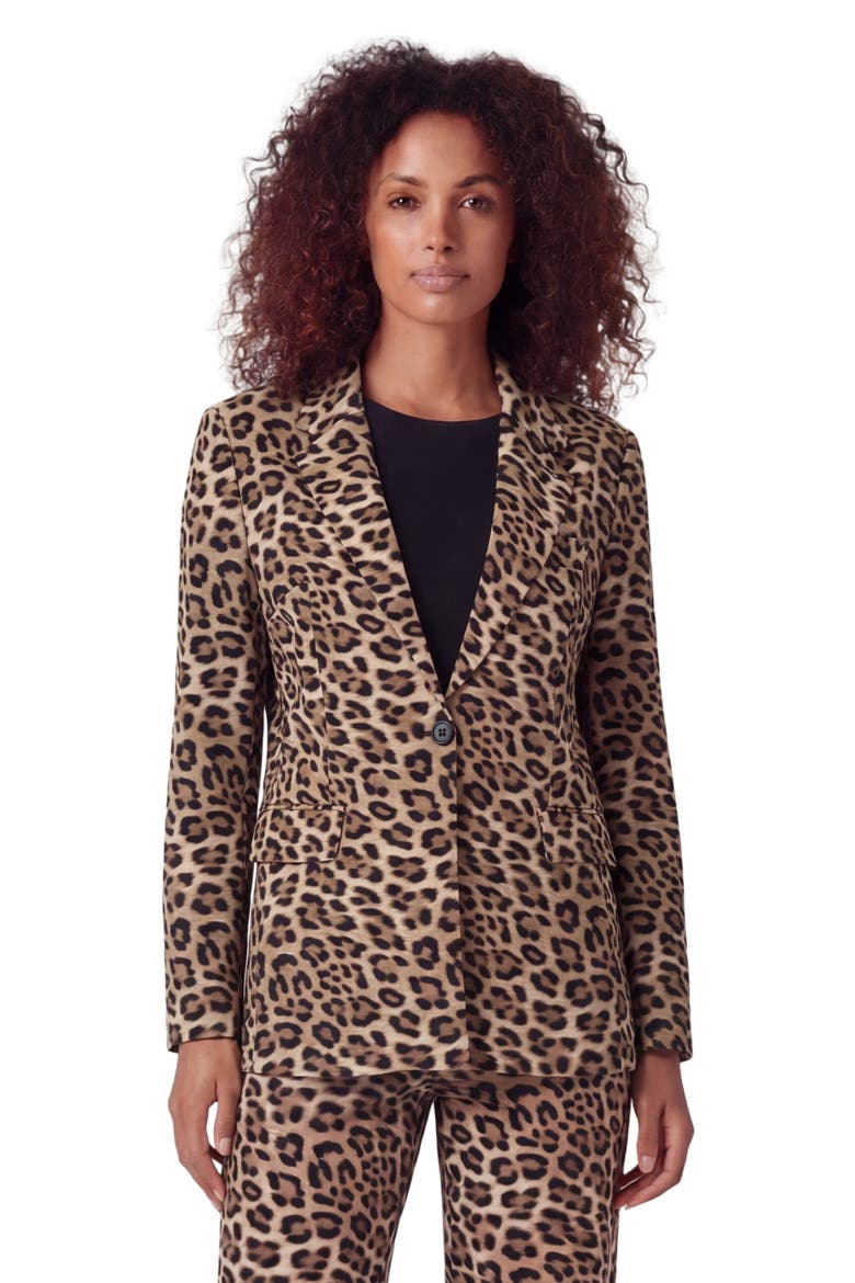 Leopard Womens Tailored Blazer, Main, color, LEOPARD BROWN