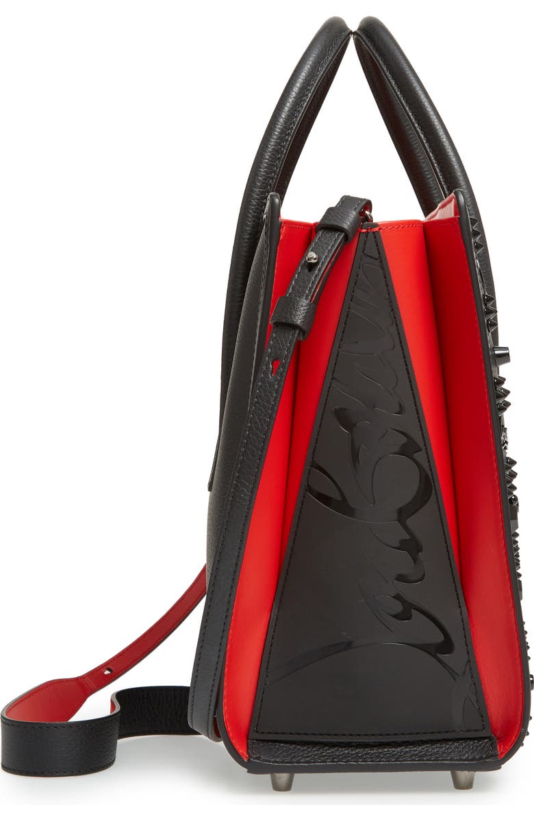 Christian Louboutin Medium Paloma Studded Leather Satchel, Alternate, color, B253 Black/Ultrablack