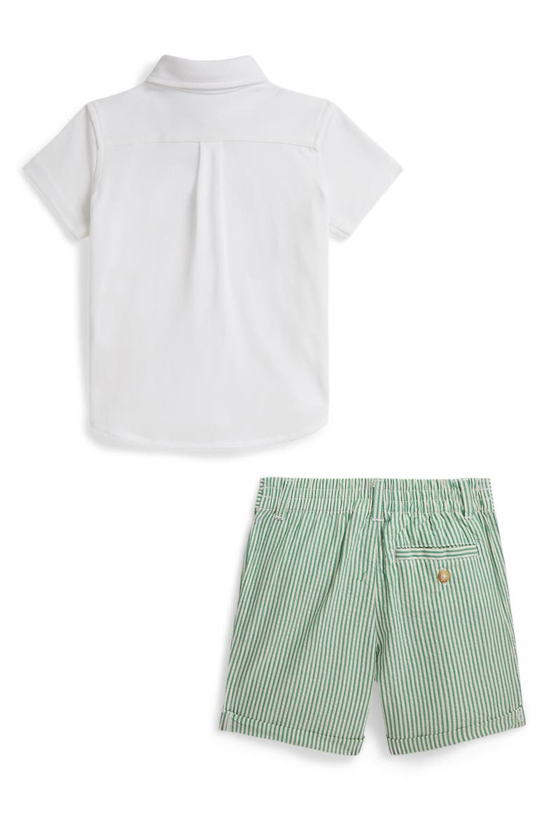 Oxford Mesh Button-Up Shirt & Shorts Set, Alternate, color, WHITE