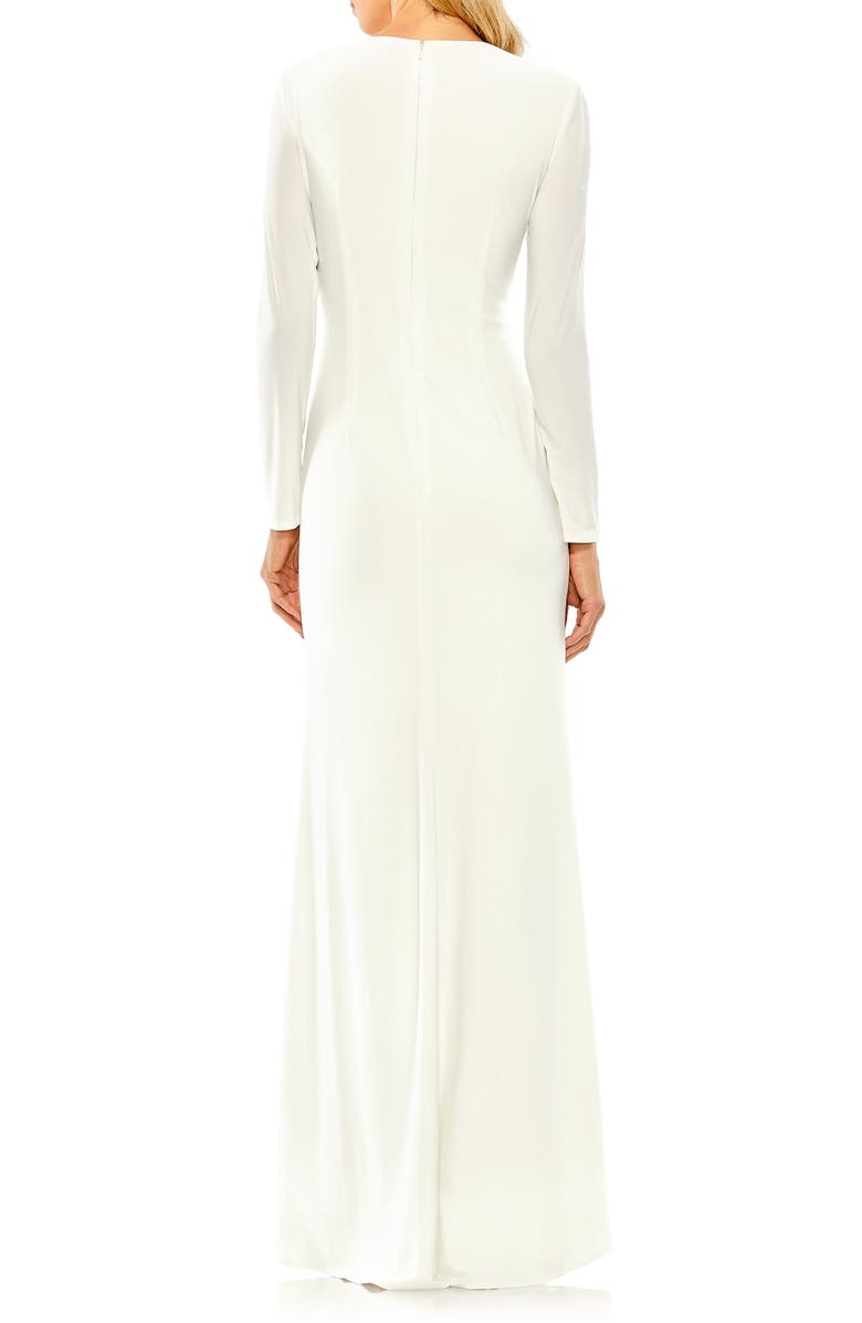 Mac Duggal Ruched Keyhole Long Sleeve Jersey Gown, Alternate, color,