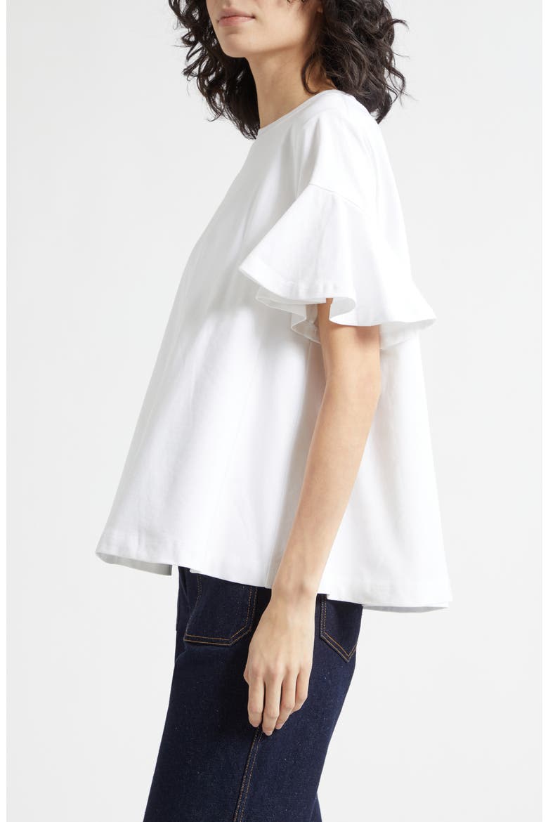 Jane Ruffle Sleeve T-Shirt, Alternate, color, WHITE
