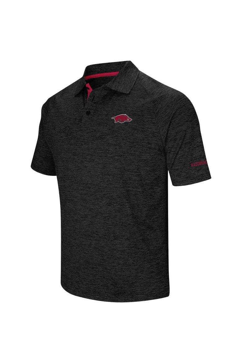 Men's Colosseum Black Arkansas Razorbacks Down Swing Polo, Alternate, color, Heather Black