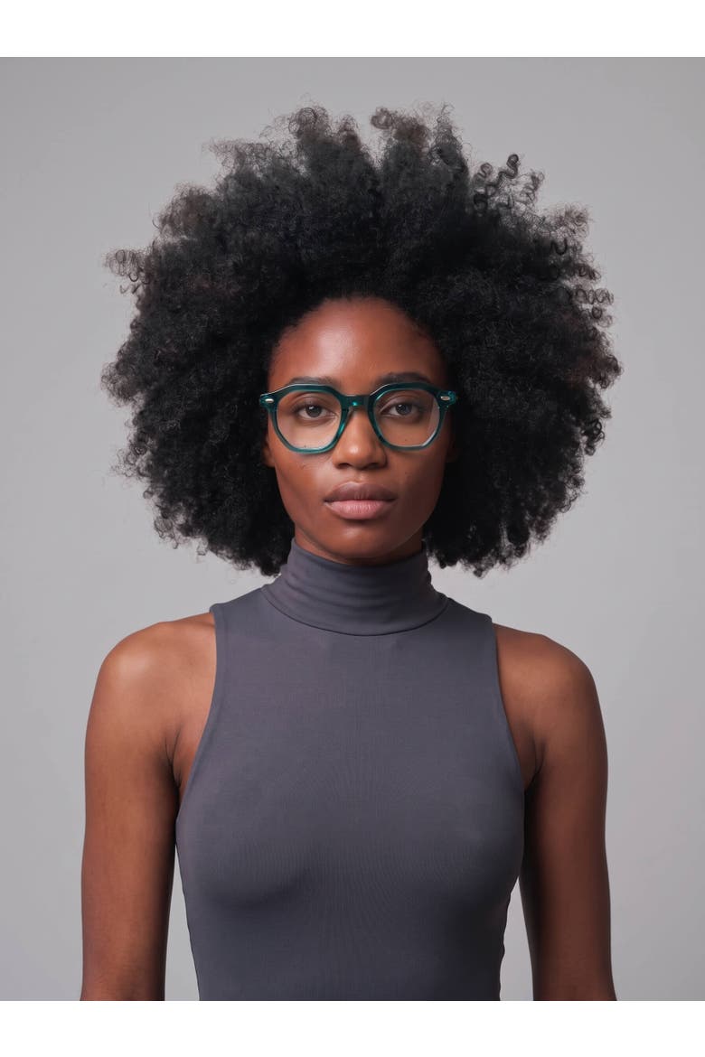 Manifest 46mm Geometric Eyeglasses, Alternate, color, Deep Evergreen Teal
