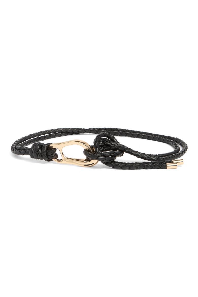 Syd Woven Leather Tie Belt, Main, color, BLACK