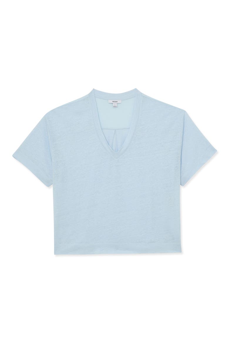 Linen V-Neck Tee, Alternate, color, BLUE
