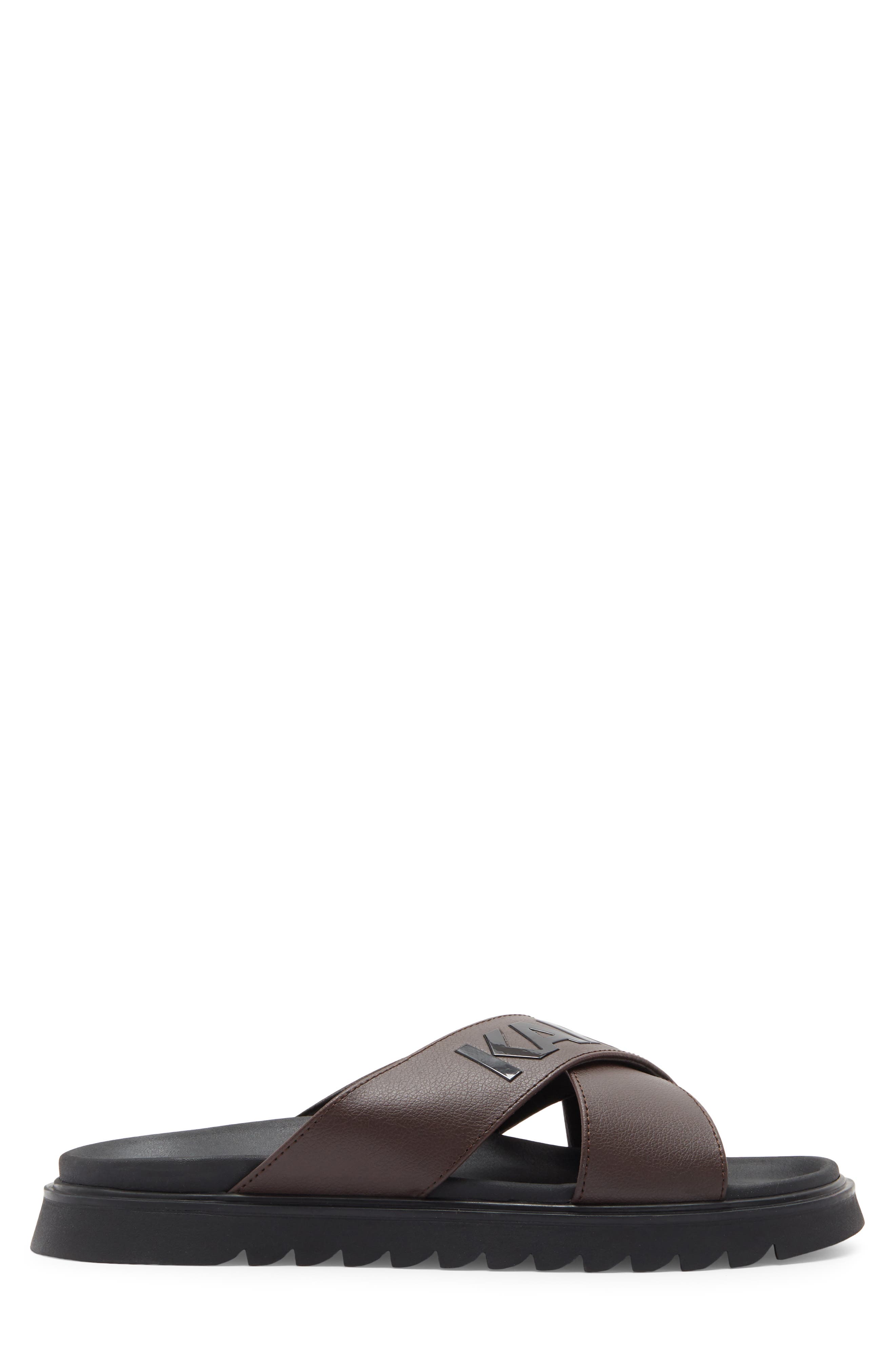 Logo Crisscross Slide Sandal, Alternate, color, BROWN