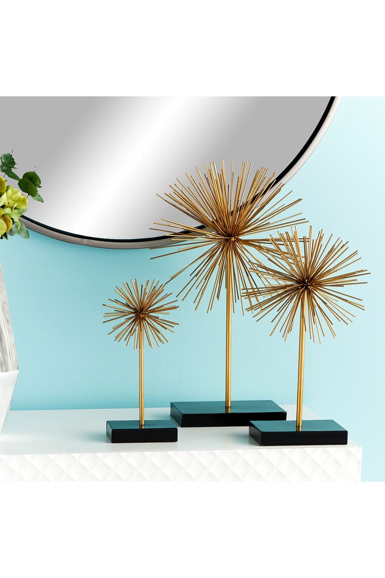 Goldtone Metal Contemporary Geometric Sculpture - Set of 3, Alternate, color, GOLD