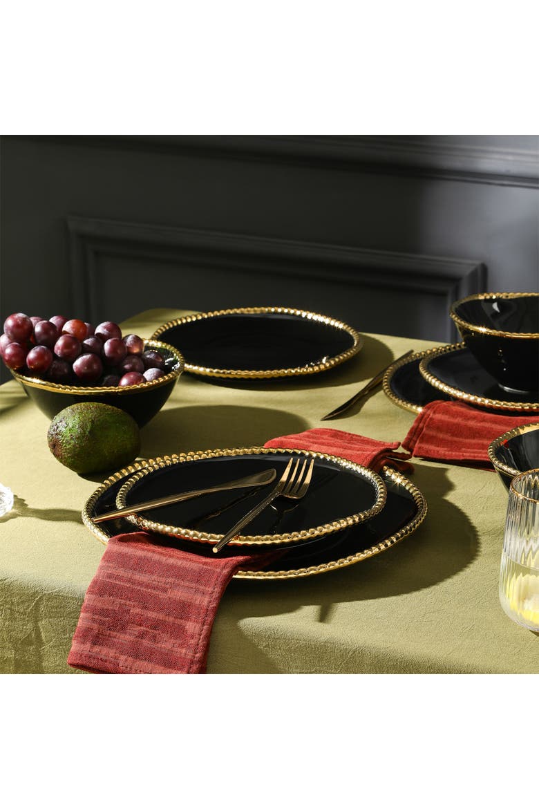Akoya Porcelain 12-Piece Dinnerware Set, Alternate, color, Black