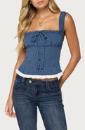 EDIKTED Zeffie Gingham Tie Front Top