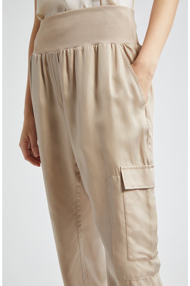 Giles Cupro Crop Cargo Joggers, Alternate, color, KHAKI