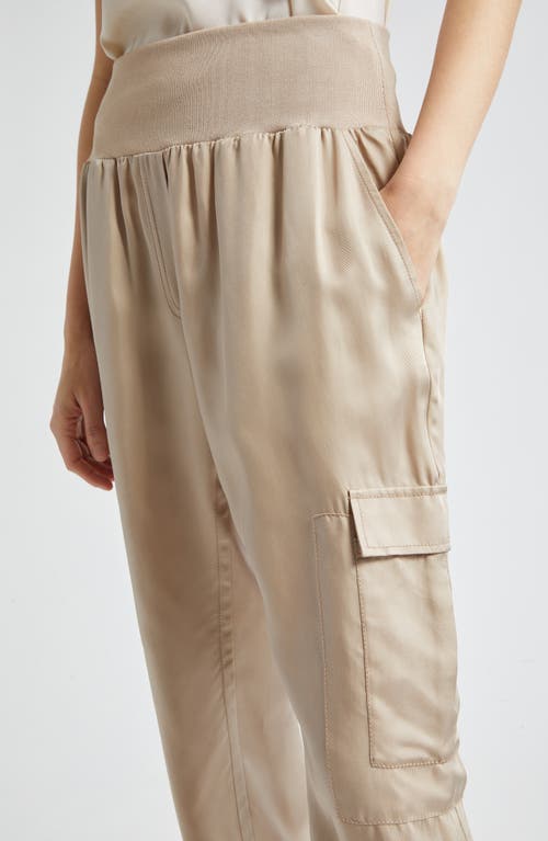 Cinq À Sept Giles Cupro Crop Cargo Joggers In Gray