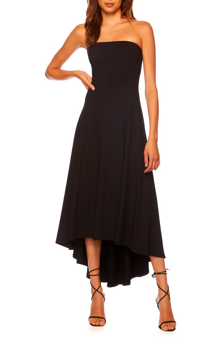 Strapless High/Low Dress, Alternate, color, BLACK