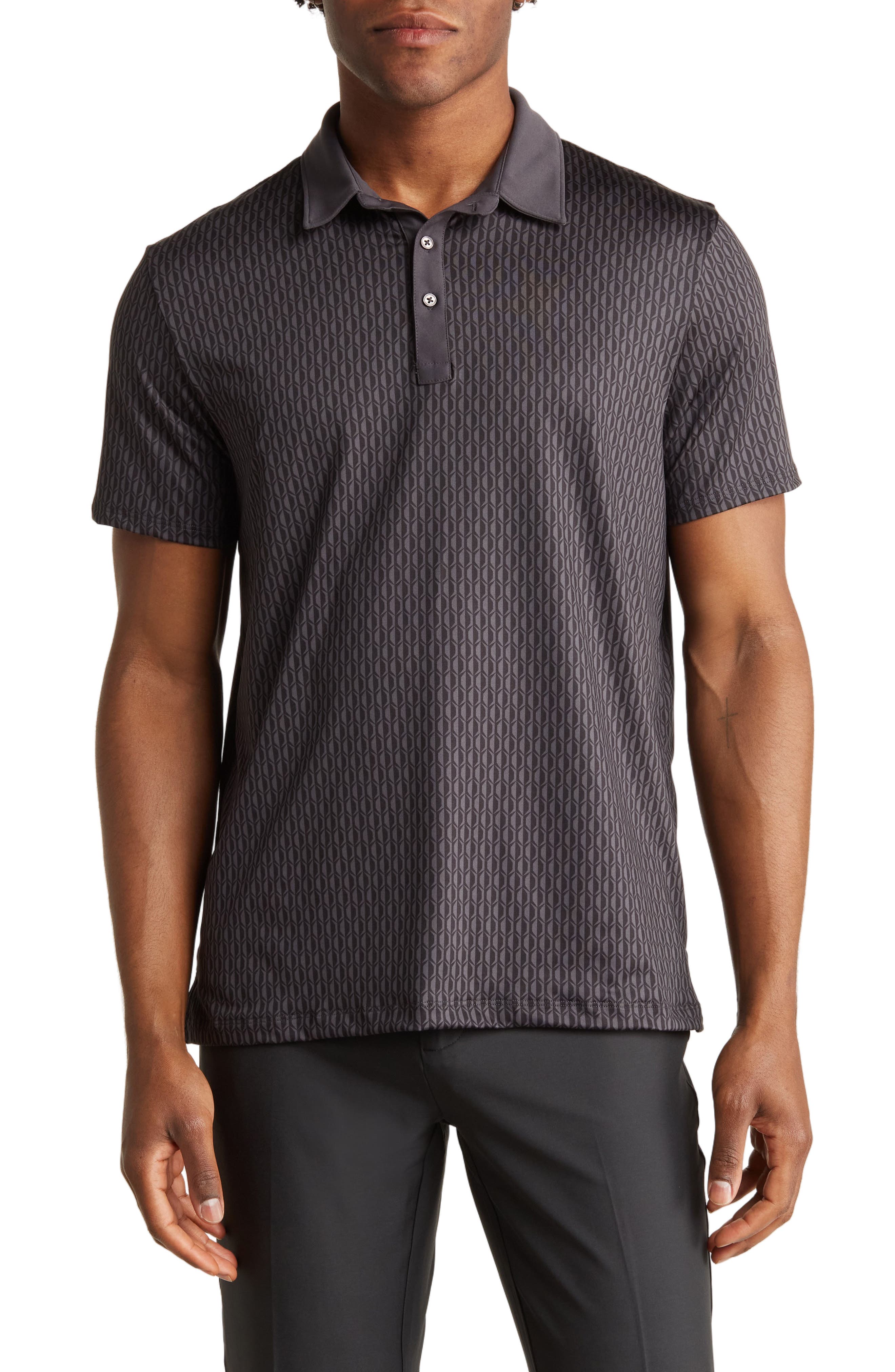 Z by Zella Pace Short Sleeve Printed Polo (Men) | Nordstromrack