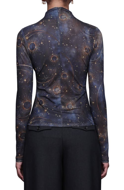 Avec Les Filles Celestial Print Long Sleeve Shirt In Multi