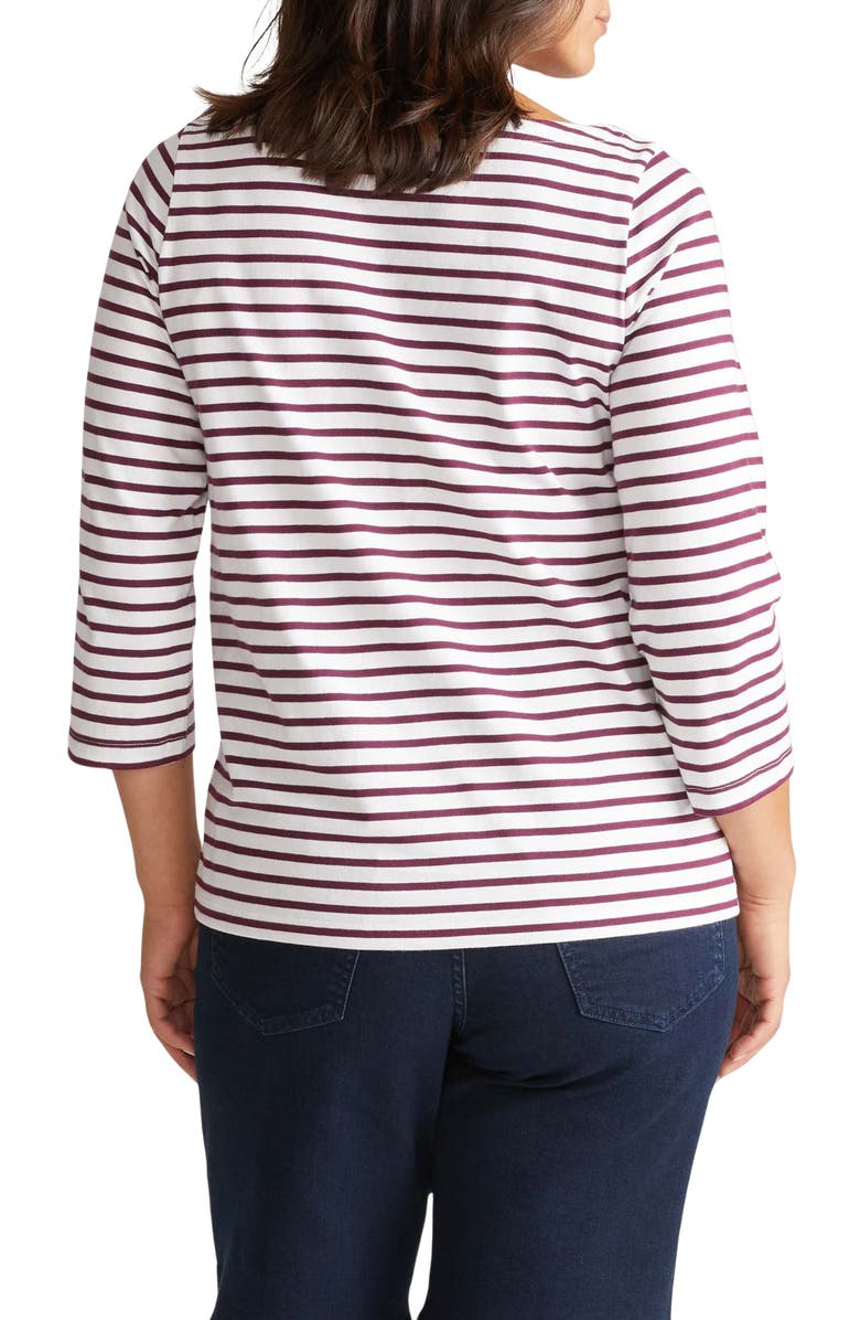Universal Standard Belle Breton Stripe Top, Alternate, color, White/ Gamay