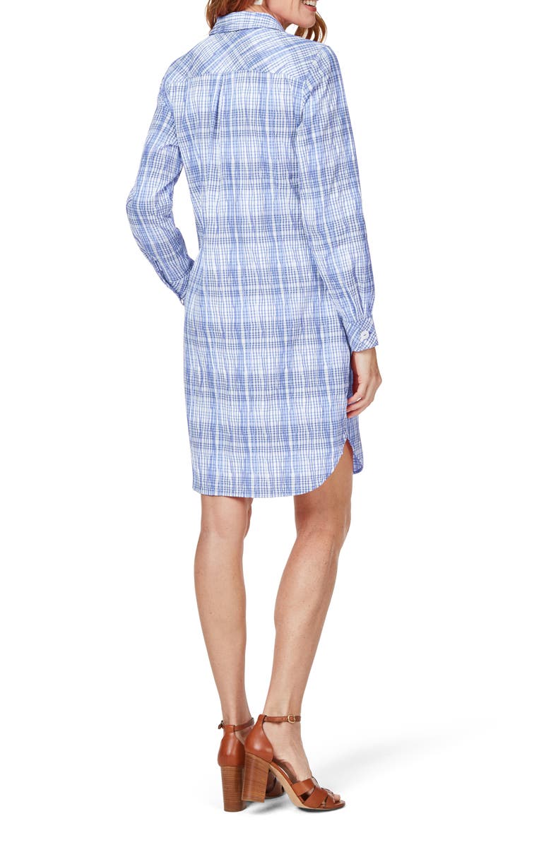 Foxcroft Delaney Plaid Long Sleeve Popover Shirtdress, Alternate, color, Iris Bloom