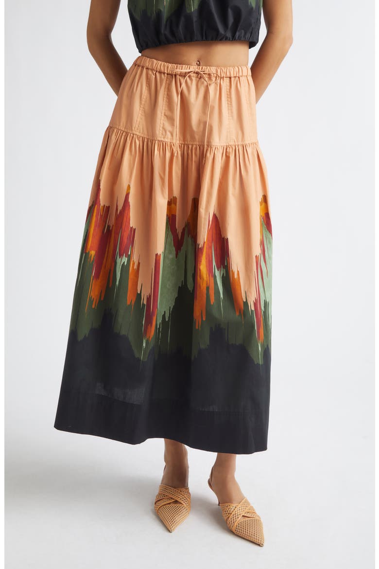 Theodora Tiered Cotton Maxi Skirt, Main, color, AGATE