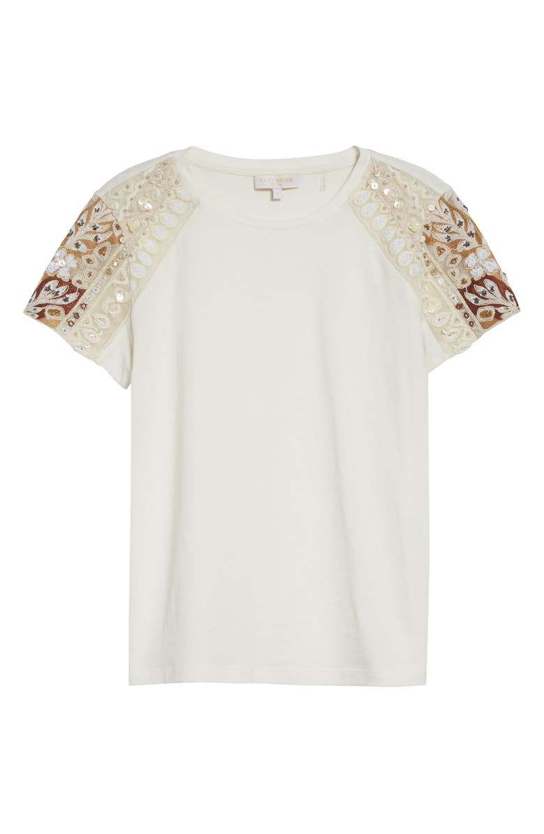 Ramy Brook Tyler Sequin Embroidery Detail Cotton T-Shirt, Alternate, color, Coffee Combo