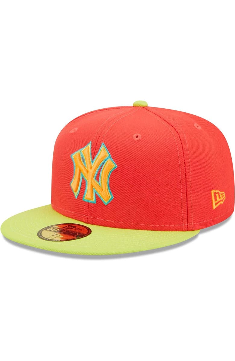 New Era Men's New Era Red/Neon Green New York Yankees Lava Highlighter Combo 59FIFTY Fitted Hat, Alternate, color, Red