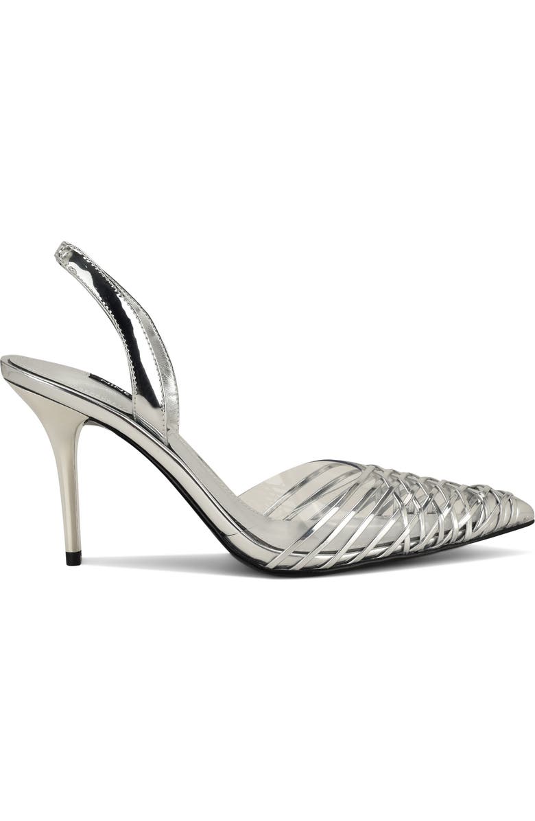 Nine West Pemma Slingback Pointed Cap Toe Pump, Alternate, color, Silver