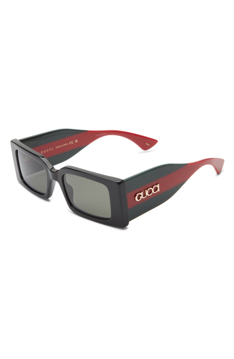Gucci 52mm Rectangular Sunglasses, Alternate, color,