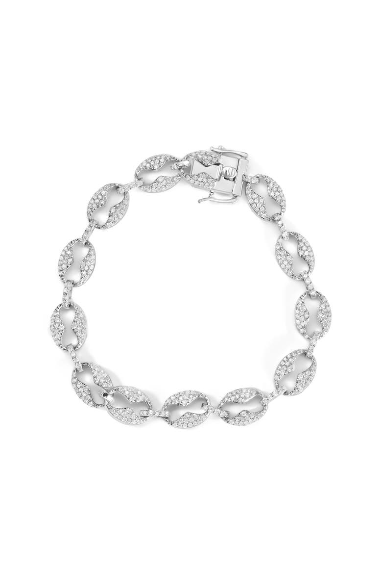 14K White Gold 1 1/2 Cttw Round Diamond Set Link Bracelet, Alternate, color, White