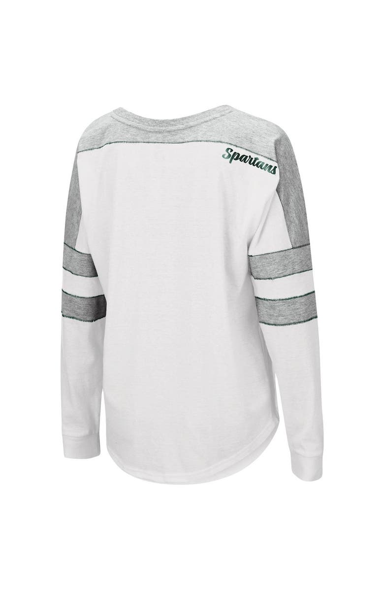 COLOSSEUM Women's Colosseum White Michigan State Spartans Trey Dolman Long Sleeve T-Shirt, Alternate, color, 