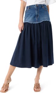 DO by Dee Ocleppo Combo Tiered Denim Maxi Skirt