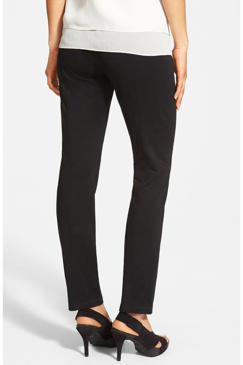 Skinny Knit Pants with Yoke Detail, Alternate, color, BLACK