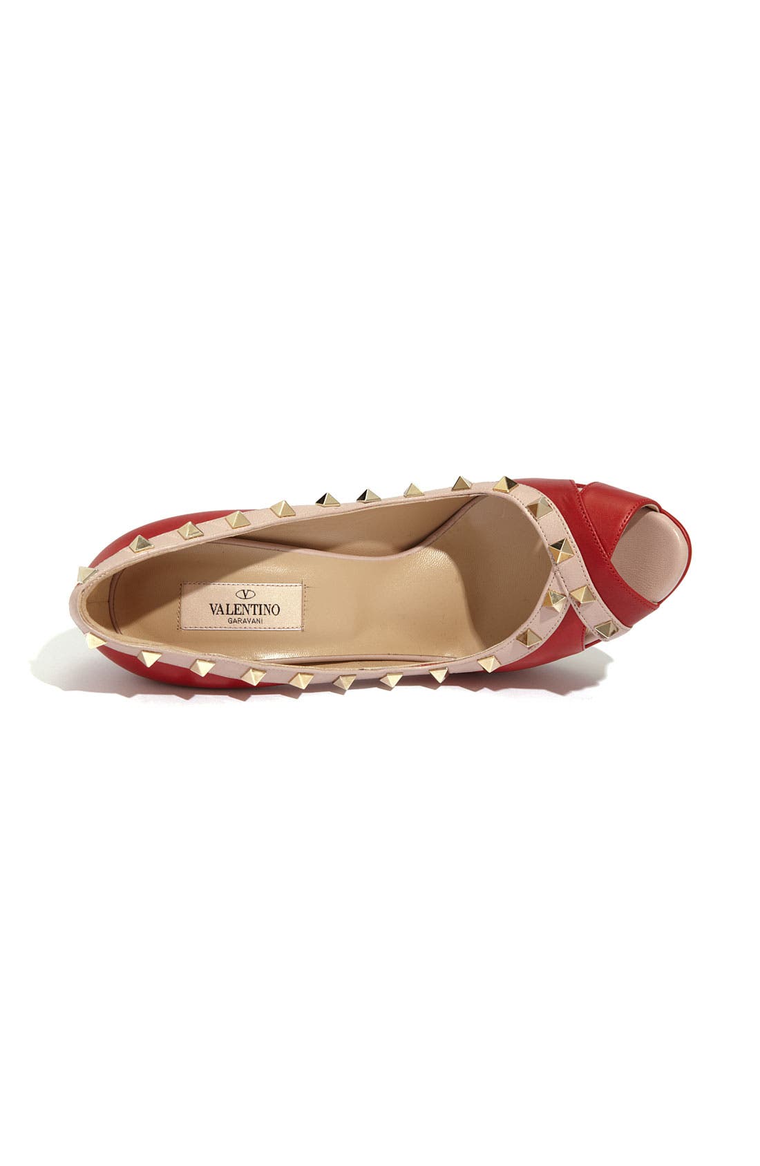 Valentino 'Rockstud' Open Toe Pump, Alternate, color, RED