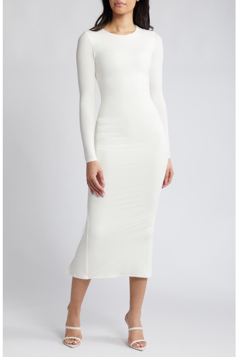 Extra Butter Long Sleeve Midi Dress, Main, color, WHITE