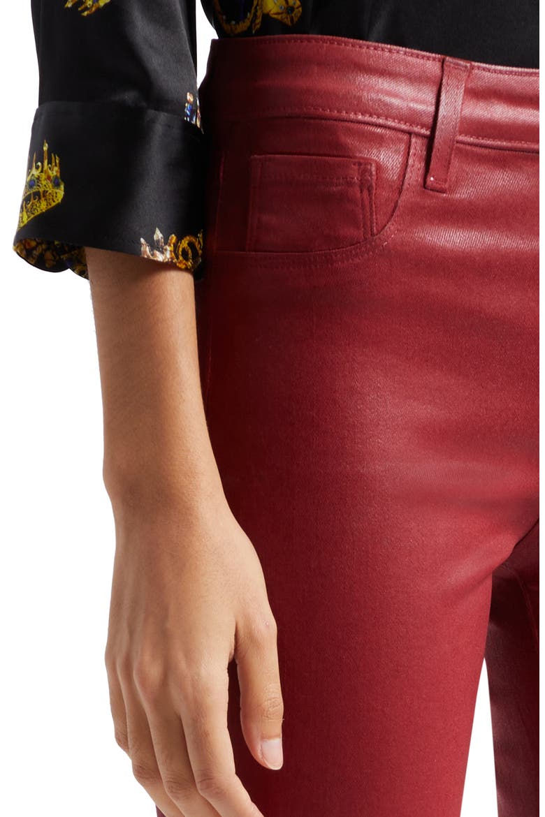 Ruth High Waist Straight Leg Pants, Alternate, color, DARK BORDEAUX COATED