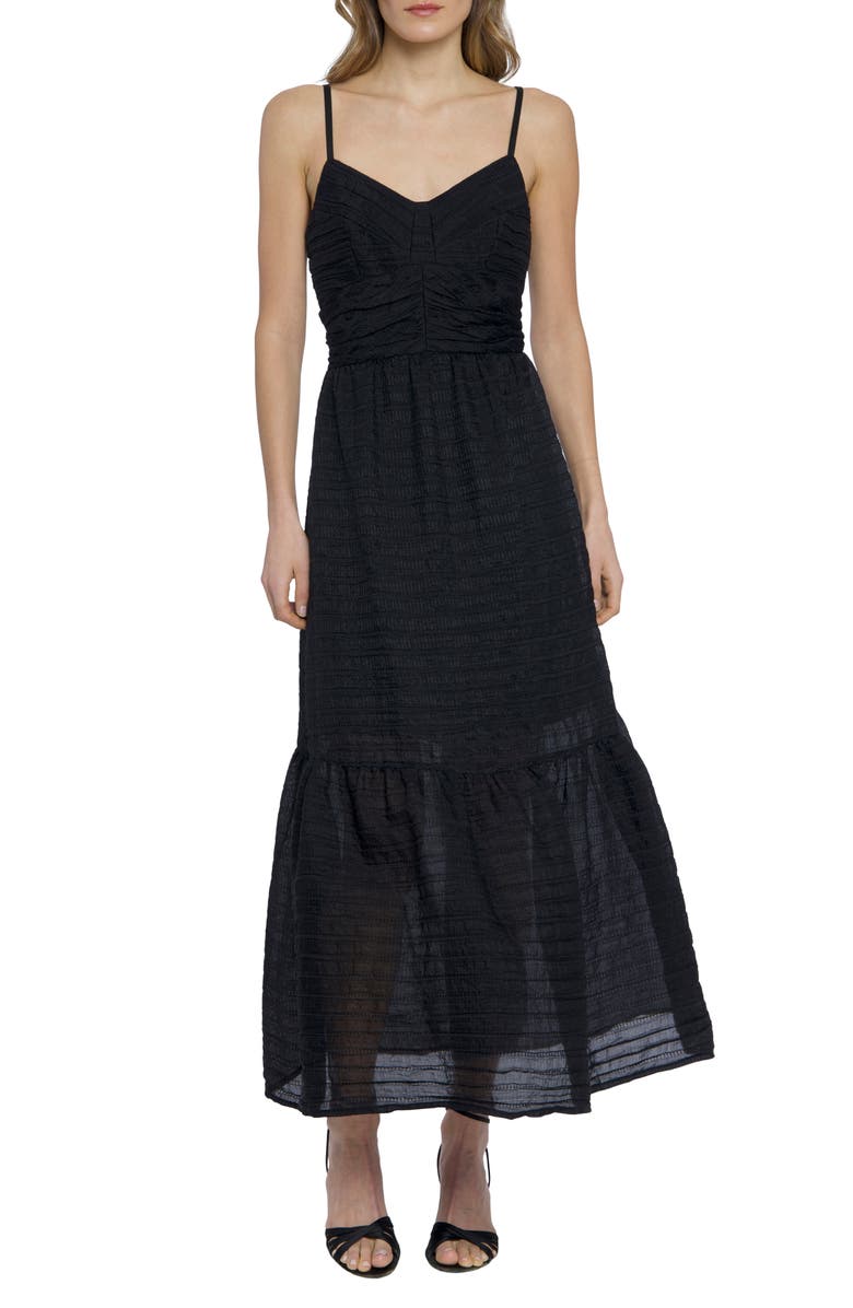 DONNA MORGAN FOR MAGGY Texture Tiered Midi Dress, Main, color, 